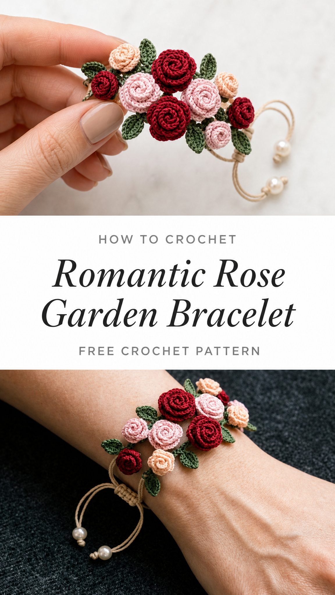 Romantic Rose Garden Bracelet Free Crochet Pattern
