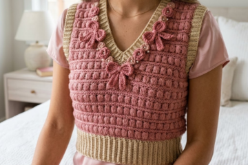 Rose Romance Bow Crochet Vest Free Crochet Pattern
