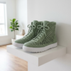 Sage Green Boho Crochet Sneaker Boots Free Pattern