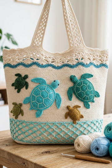 Sea Turtle Crochet Tote Bag Free Crochet Pattern