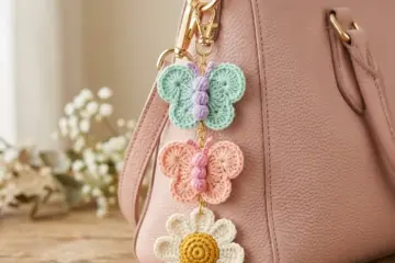 Spring Butterfly and Daisy Bag Charm Free Crochet Pattern