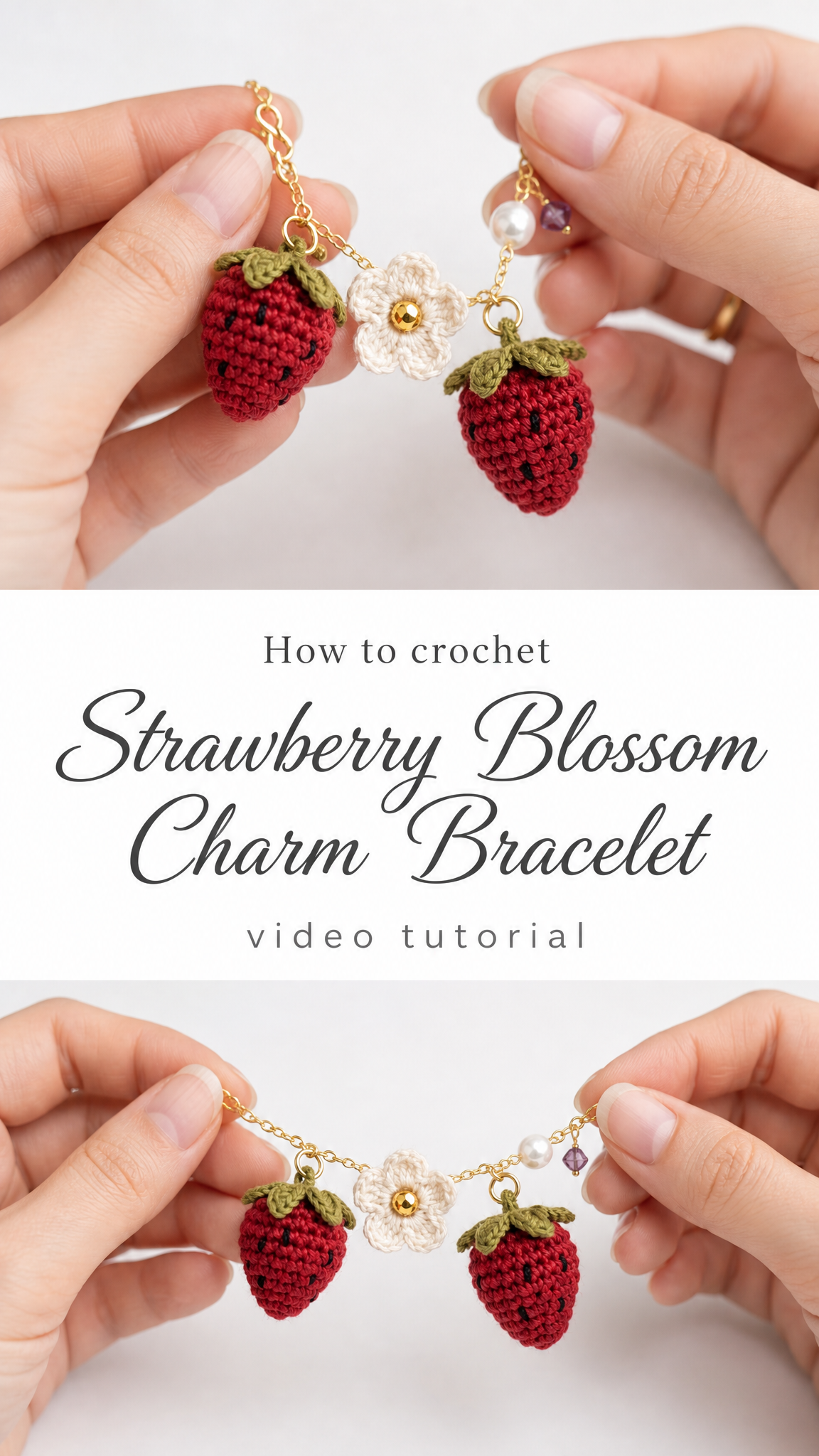 Strawberry Blossom Charm Bracelet Free Crochet Pattern