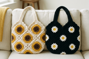 Sunflower and Daisy Granny Square Tote Free Crochet Pattern