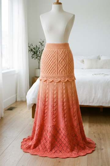 Sunset Coral Bohemian Lace Maxi Skirt Free Crochet Pattern