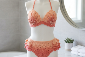 Sunset Ombre Shell Crochet Bikini Free Pattern
