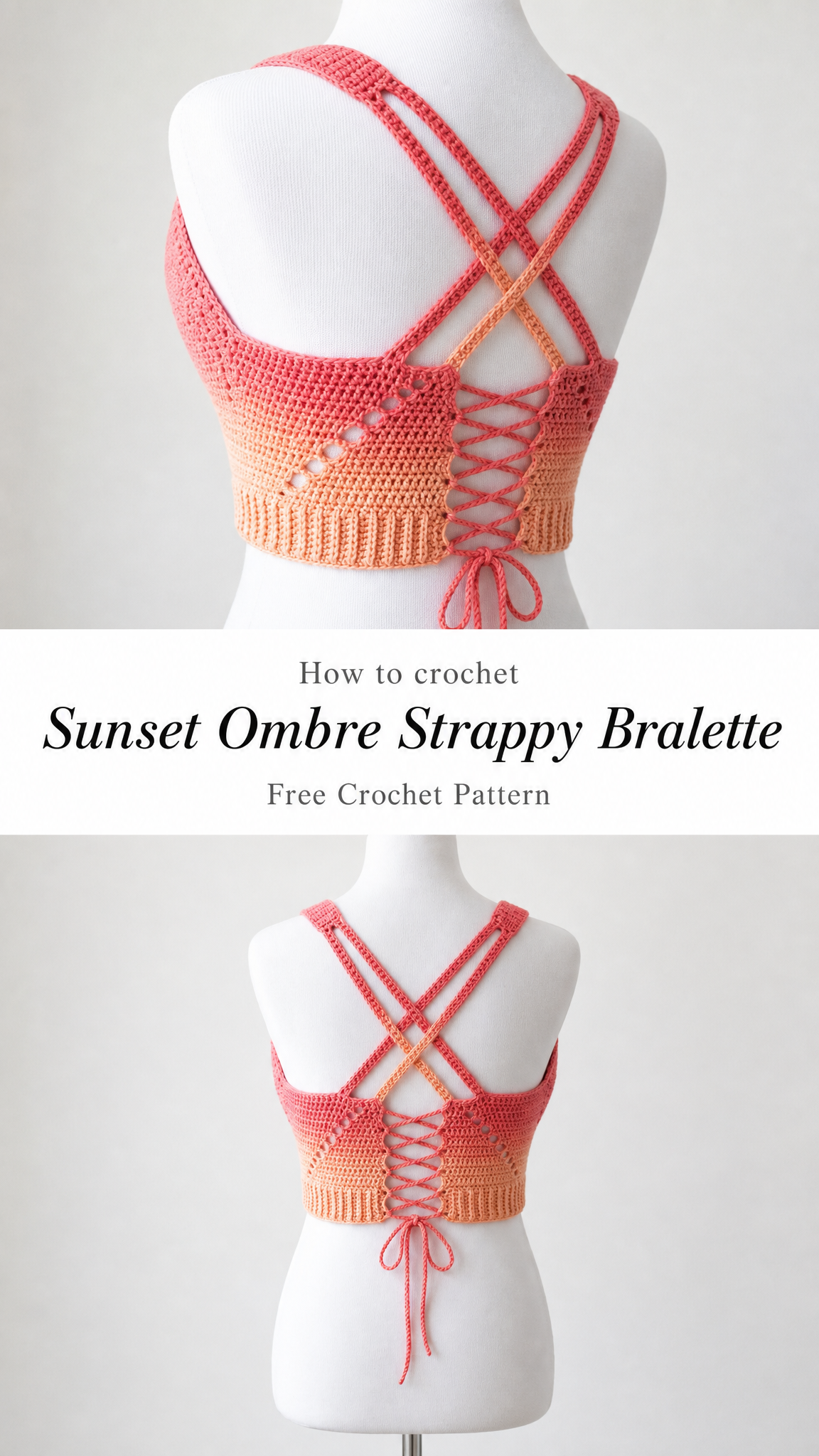 Sunset Ombre Strappy Bralette Free Crochet Pattern