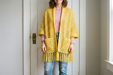 Sunshine Yellow Pocket Shawl Free Crochet Pattern