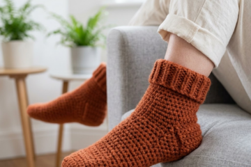Terracotta Warm Cabin Socks Free Crochet Pattern