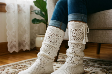 White Lace Slouchy Crochet Boots Free Crochet Pattern