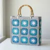 Blue Granny Square Tote Bag Free Crochet Pattern