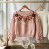 Blush Floral Bobble Sweater Free Crochet Pattern
