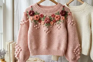 Blush Floral Bobble Sweater Free Crochet Pattern
