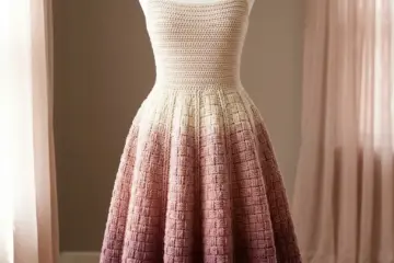 Blush Ombre Fit and Flare Crochet Dress Free Pattern