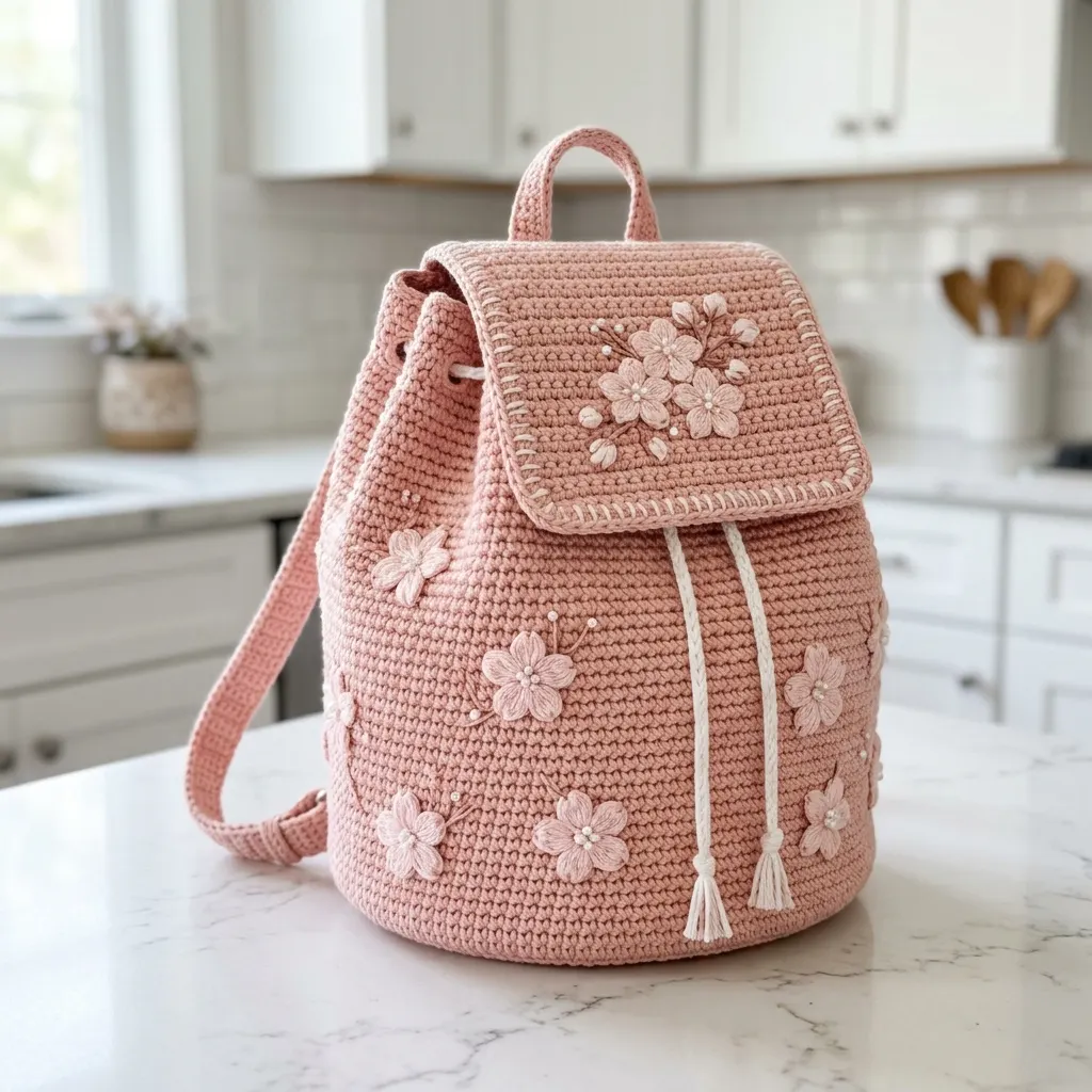 Blush Pink Cherry Blossom Backpack Free Pattern