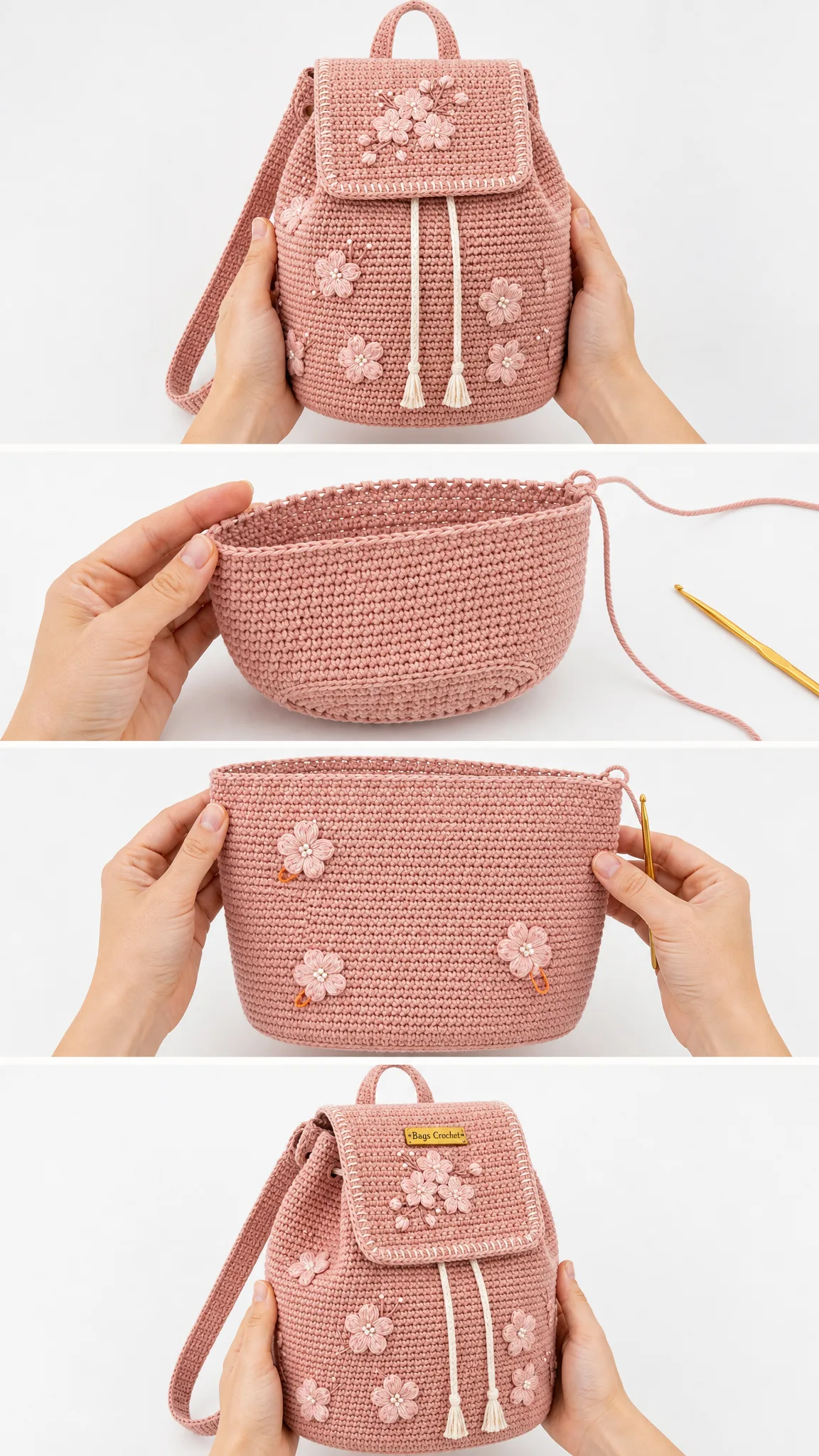 Blush Pink Cherry Blossom Backpack Free Pattern