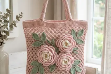 Blush Pink Peony Mesh Tote Free Crochet Pattern