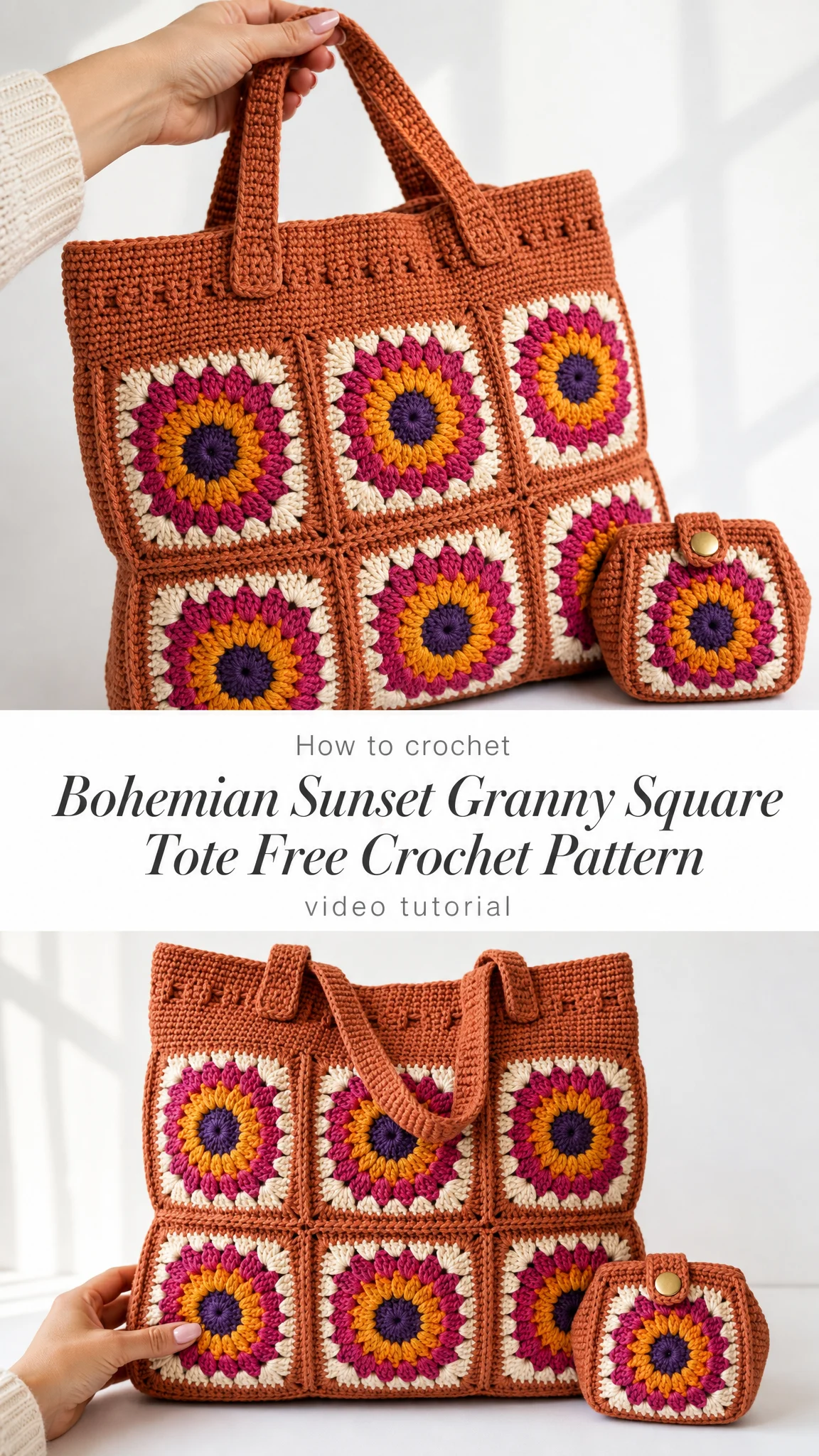 Bohemian Sunset Granny Square Tote Free Crochet Pattern