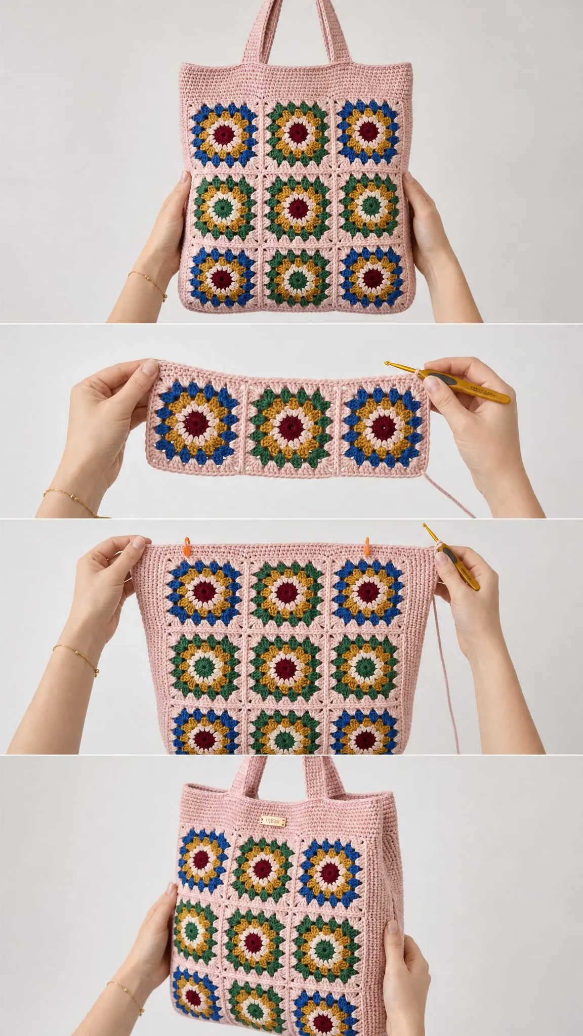 Boho Granny Square Tote Bag Free Crochet Pattern