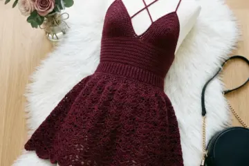 Burgundy Lace Crochet Mini Dress Free Pattern