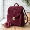 Burgundy T-Shirt Yarn Backpack Free Crochet Pattern