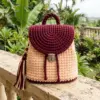 Burgundy and Cream Crochet Backpack Free Crochet Pattern