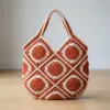 Burnt Orange Granny Square Tote Free Crochet Pattern