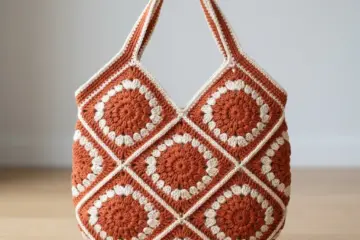 Burnt Orange Granny Square Tote Free Crochet Pattern