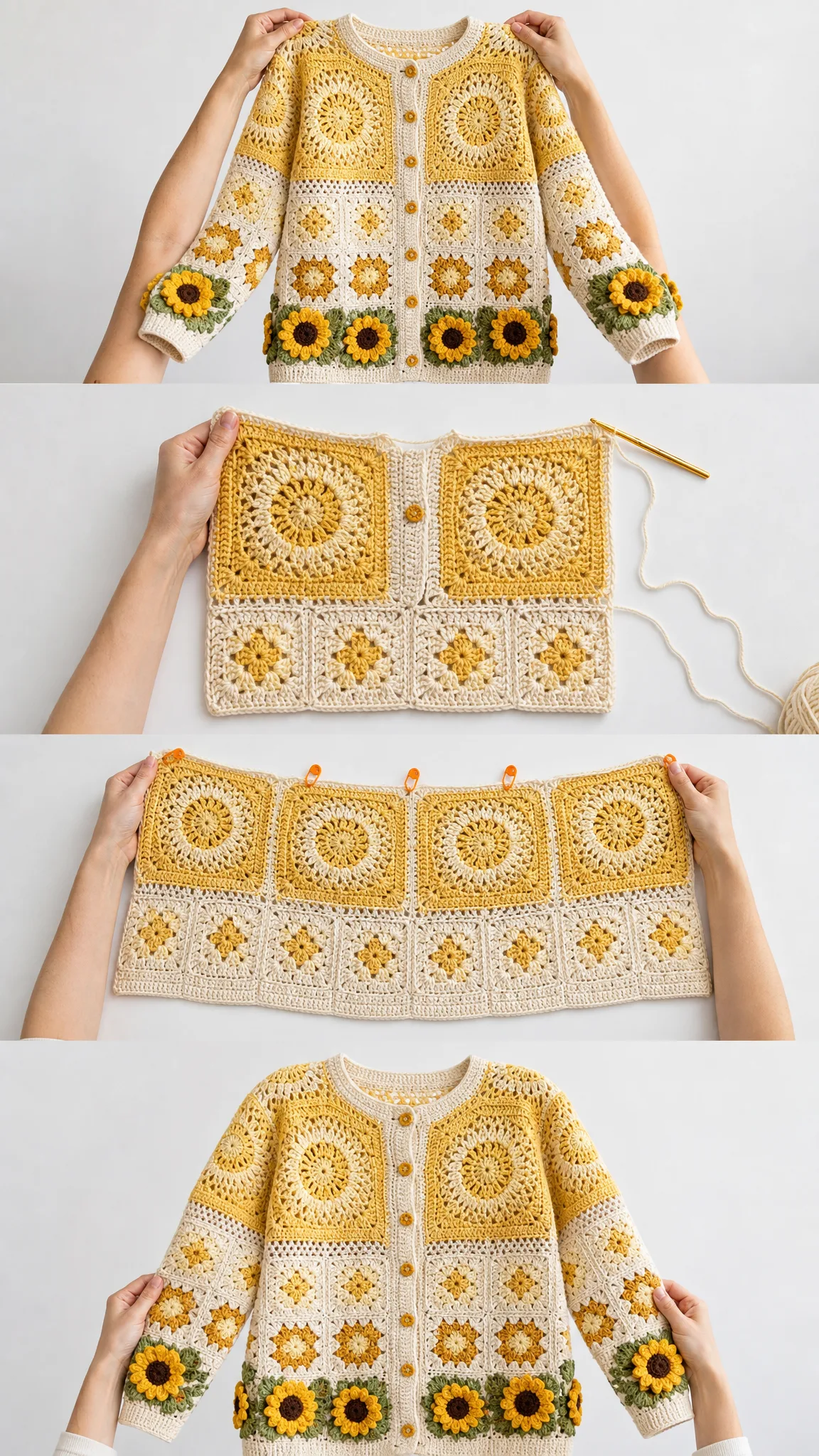 Buttercup Yellow Daisy Cardigan Free Crochet Pattern