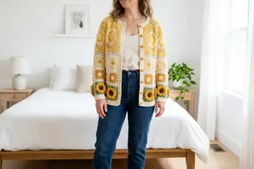 Buttercup Yellow Daisy Cardigan Free Crochet Pattern