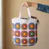 Colorful Granny Square Tote Bag Free Crochet Pattern