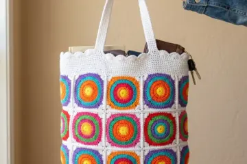 Colorful Granny Square Tote Bag Free Crochet Pattern