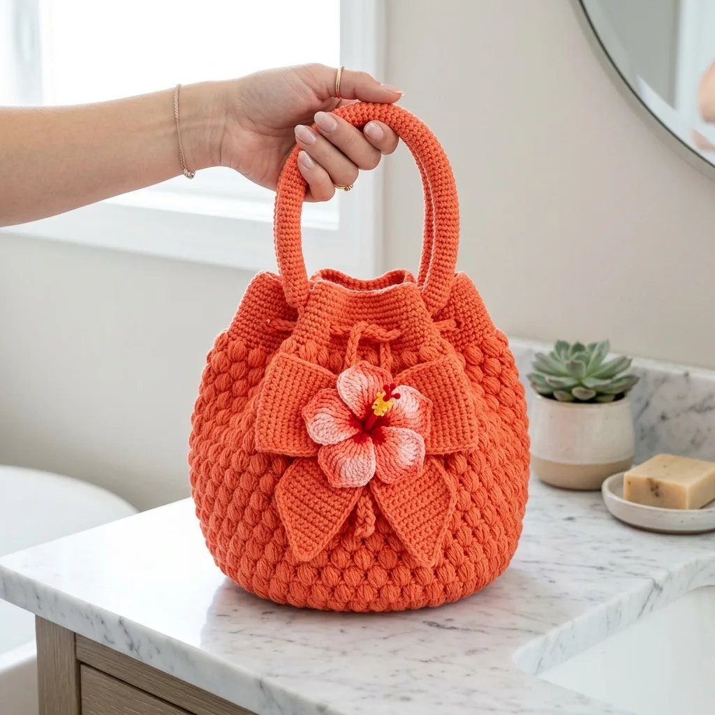 Coral Sunset Tropical Bow Bag Free Crochet Pattern