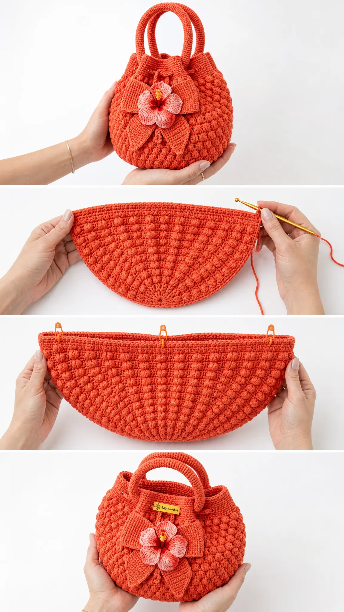Coral Sunset Tropical Bow Bag Free Crochet Pattern