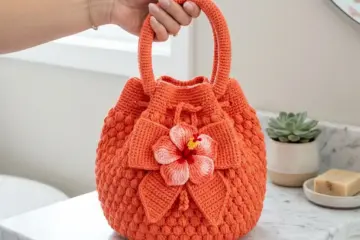 Coral Sunset Tropical Bow Bag Free Crochet Pattern