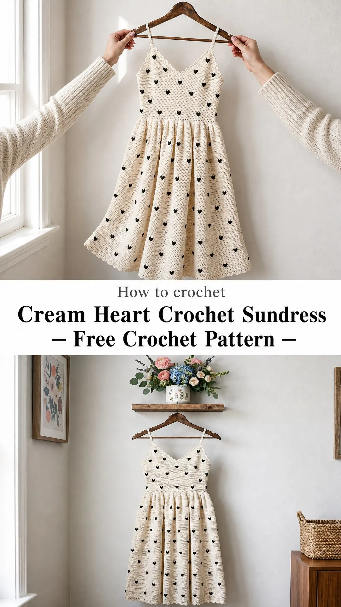 Cream Heart Crochet Sundress Free Crochet Pattern