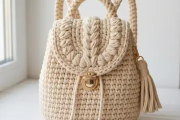 Cream T-Shirt Yarn Backpack Free Crochet Pattern