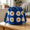Daisy Granny Square Bucket Bag Free Crochet Pattern