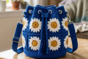 Daisy Granny Square Bucket Bag Free Crochet Pattern