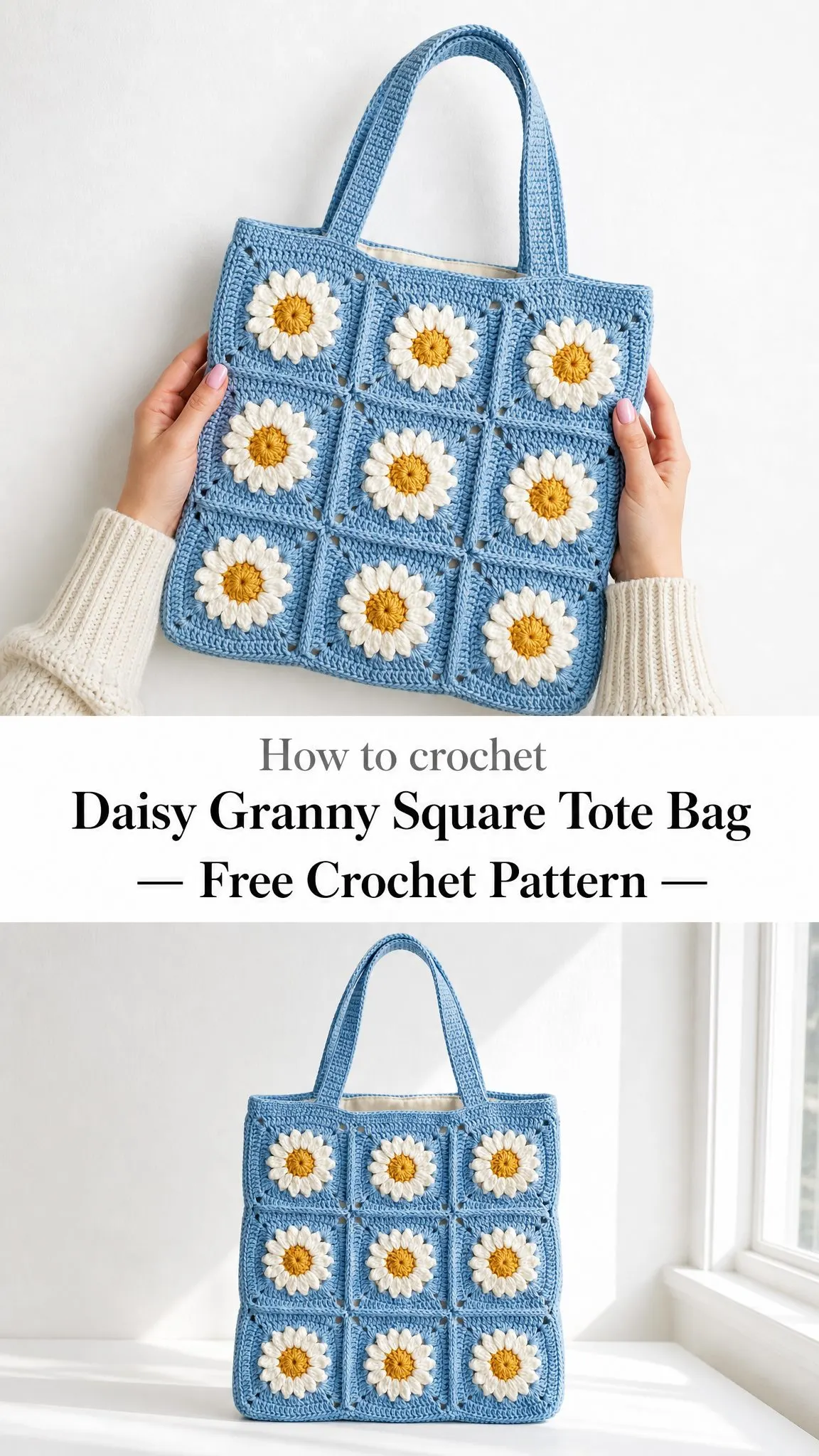 Daisy Granny Square Tote Bag Free Crochet Pattern