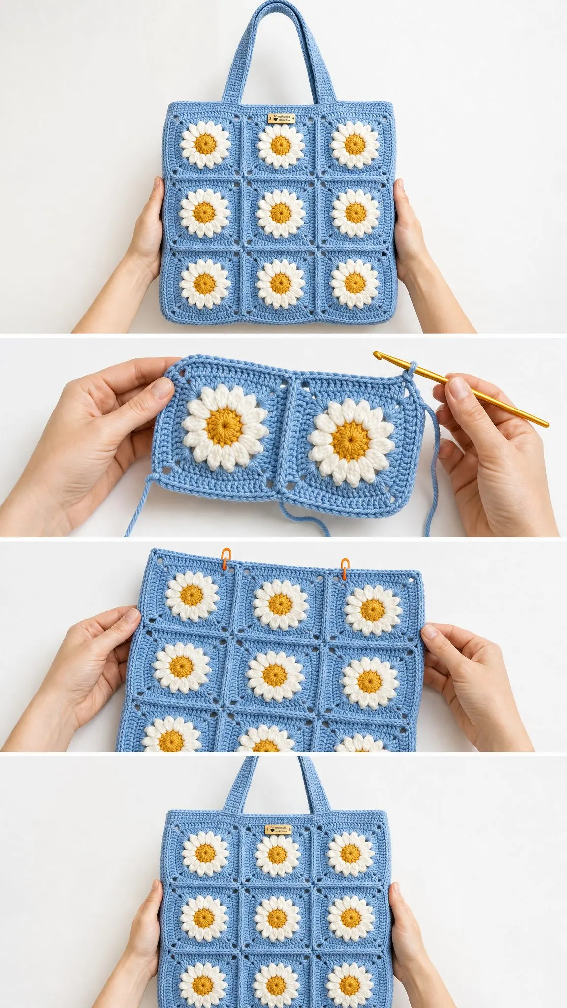 Daisy Granny Square Tote Bag Free Crochet Pattern