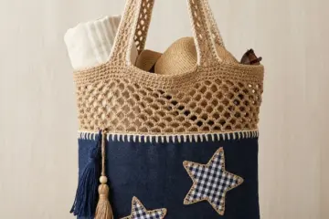 Denim Star Beach Tote Free Crochet Pattern