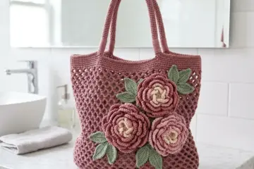 Dusty Rose Peony Bag Free Crochet Pattern