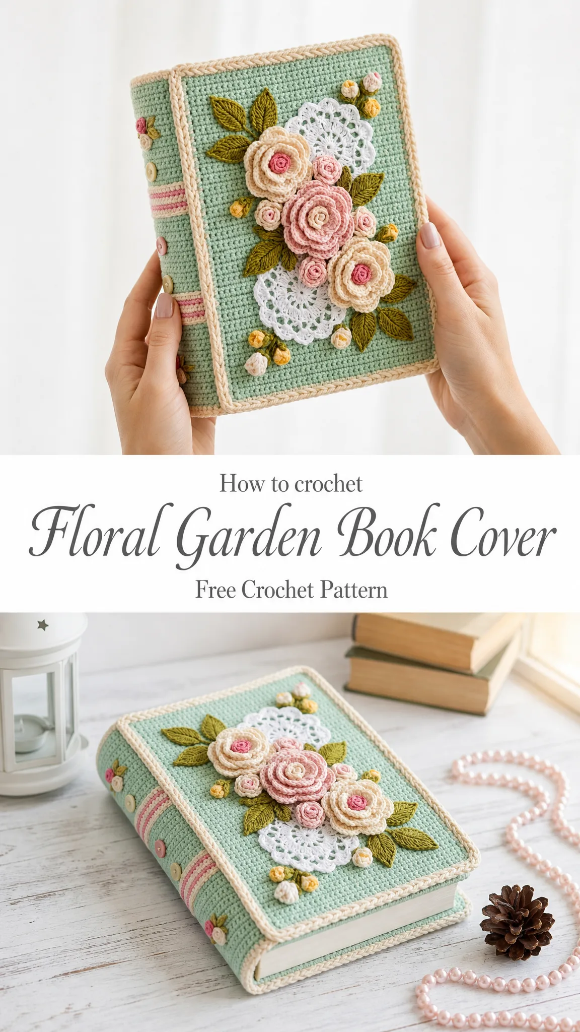 Floral Garden Book Cover Free Crochet Pattern
