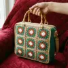 Granny Square Bamboo Handle Handbag Free Crochet Pattern