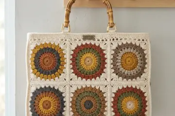 Granny Square Bamboo Handle Tote Free Crochet Pattern