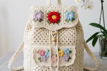Granny Square Flower Backpack Free Crochet Pattern