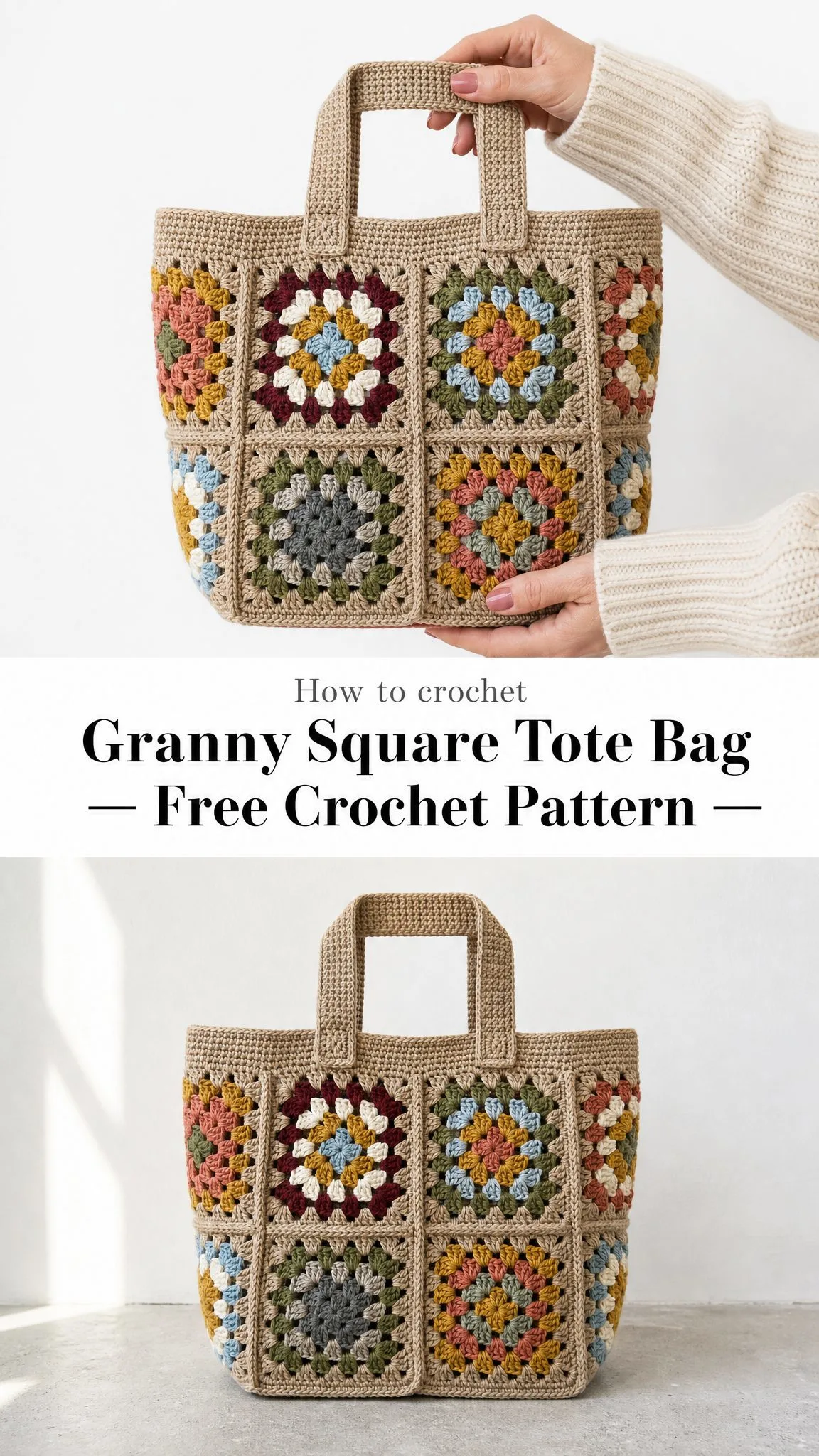 Granny Square Tote Bag Free Crochet Pattern