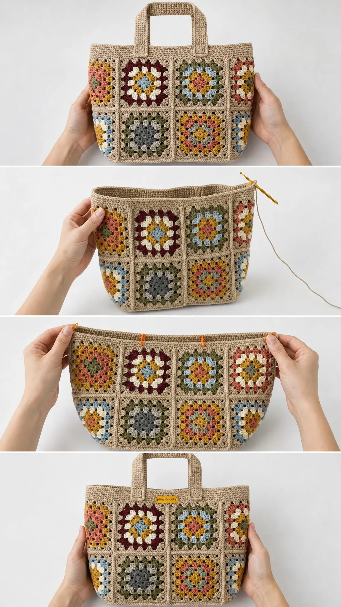 Granny Square Tote Bag Free Crochet Pattern