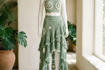 Green Floral Mandala Two-Piece Set Free Crochet Pattern