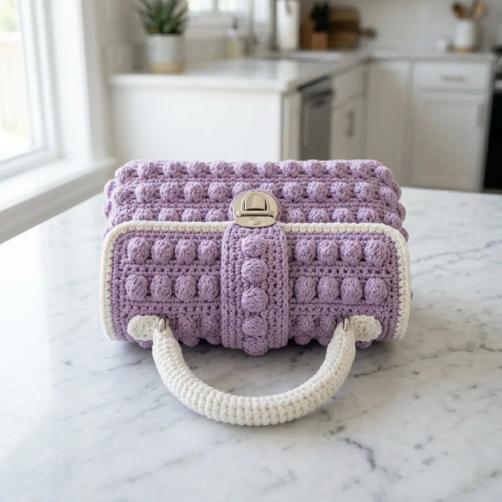 Lavender Bobble Evening Bag Free Crochet Pattern